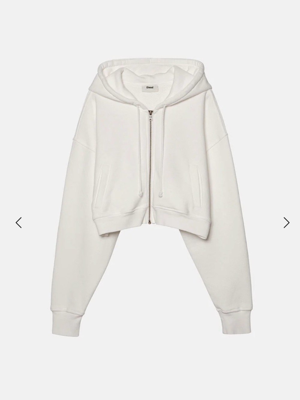 Elwood White Cropped Zip-Up Hoodie Sweater